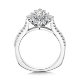 Marquise-Cut & Pear-Accented Sun Burst Diamond Halo Engagement Ring